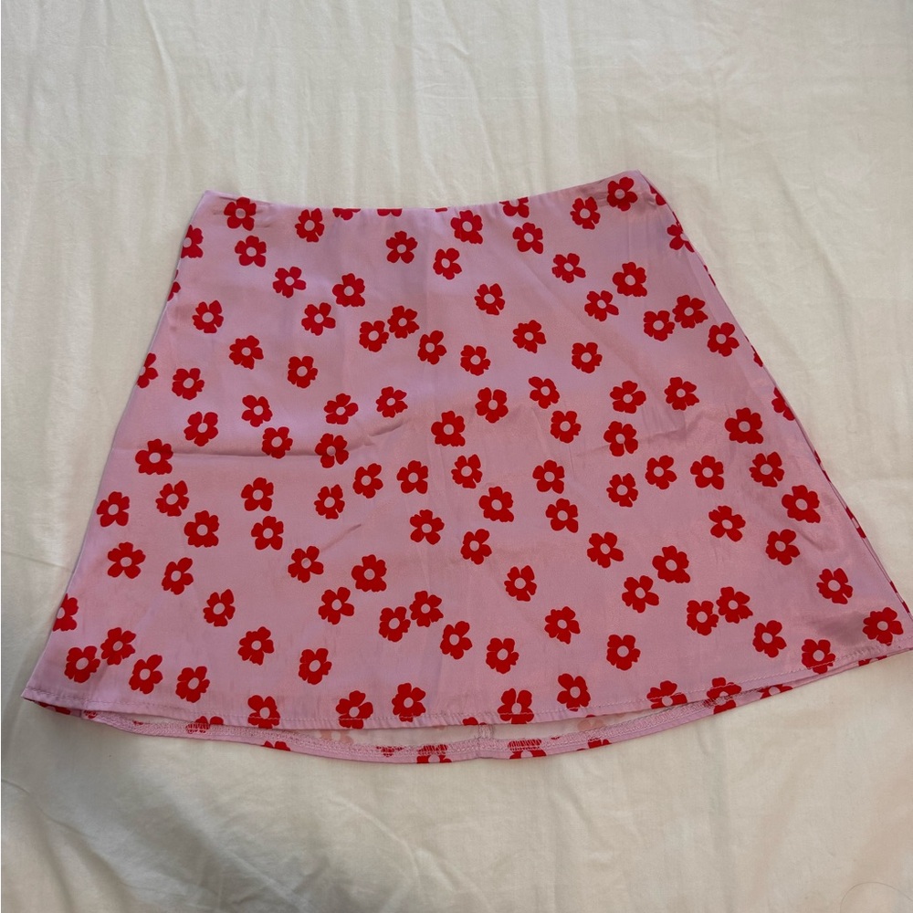Princess Polly Pink and Red A-Line Mini Skirt